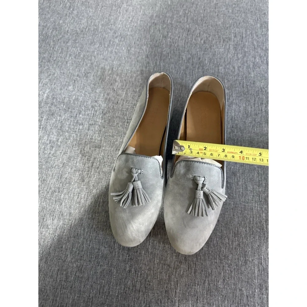 J. Crew Gray Cora Suede Leather Tassel Loafer Sz 10